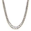 Collier Argent 925 Multi-Chaines Fantaisie Couleur Jaune Gris Noir