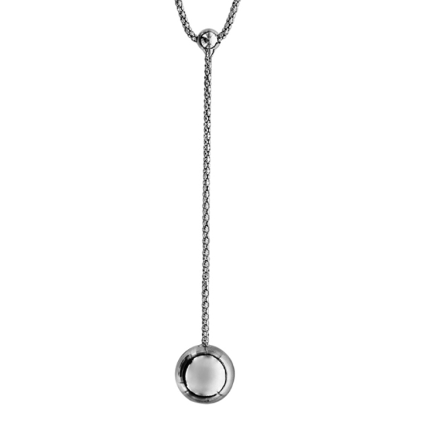 Collier Argent 925 Forme Y 2 Boules 42 cm