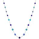 Collier Argent 925 Cubes en Verre Degrade Bleu