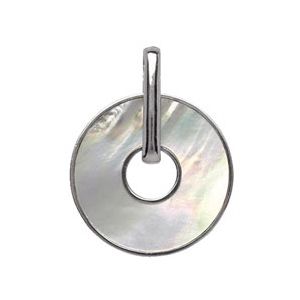 Pendentif Argent 925 et Nacre Rond