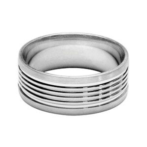 Bague Alliance Argent 925 Diamantée Brossée 8 mm