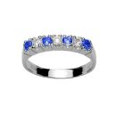 Bague Argent 925 Demi Rail avec Zirconium Bicolore Bleu