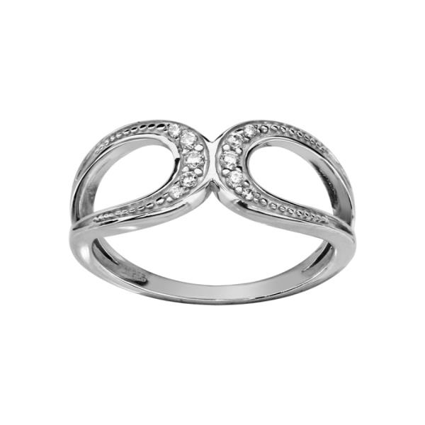 Bague Argent 925 Double Fer à Cheval avec Zirconium