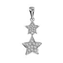 Pendentif Argent 925 et Zirconium Double Etoiles