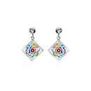 Boucles d'oreilles Acier 316 L Résine Multicolore avec Nacre