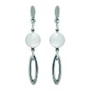 Boucles d'oreilles Acier 316 L Maillon Ovale + Boule Céramique Blanche