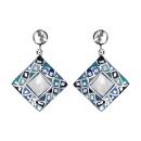Boucles d'oreilles Acier 316 L Carré Dégradé Bleu avec Nacre