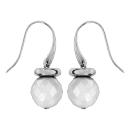 Boucles d'oreilles Acier 316 L Crochet Boule Céramique Faceté Blanche