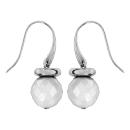 Boucles d'oreilles Acier 316 L Crochet Boule Céramique Faceté Blanche