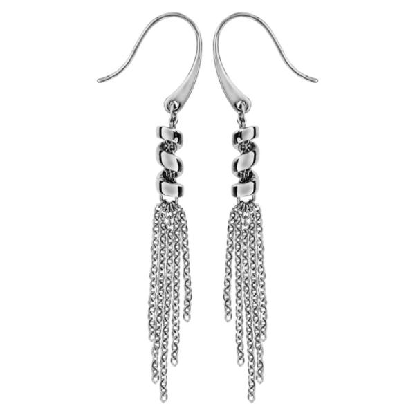Boucles d'oreilles Acier 316 L Crochet Spirale Multi-Chainettes
