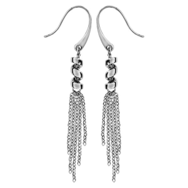 Boucles d'oreilles Acier 316 L Crochet Spirale Multi-Chainettes