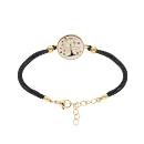 Bracelet Acier 316 L Doré Arbre de Vie Résine Multicolore Cordon Noir