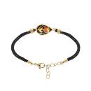 Bracelet Acier 316 L Doré Goutte Résine Rouge et Noire Cordon Noir