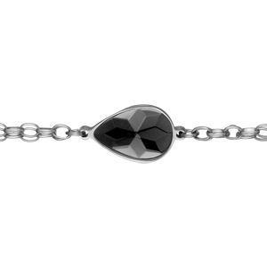 Bracelet Acier 316 L Double Chaîne Zirconium Goutte Noir