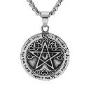 Collier Acier 316 L Pendentif Rond Viking Arbre de Vie et Etoile