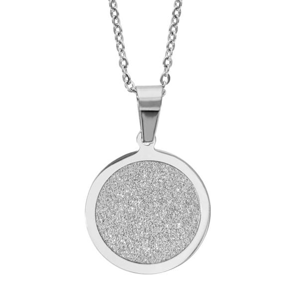 Collier Acier 316 L Pendentif Motif Rond Effet Givré