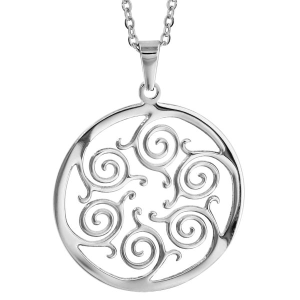 Collier Acier 316 L Pendentif Rond Motif Tourbillon