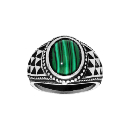 Bague Chevalière Acier Malachite Véritable