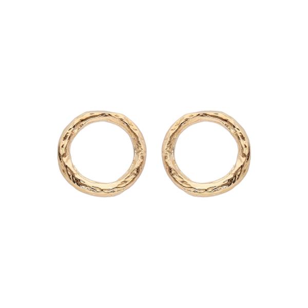 Boucles d'oreilles Plaqué Or Tige Cercle Martelé 8 mm