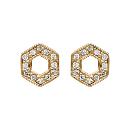 Boucles d'oreilles Plaqué Or et Zirconium Hexagonale