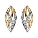 Boucles d'oreilles Plaqué Or et Zirconium Sertis Forme Ovale