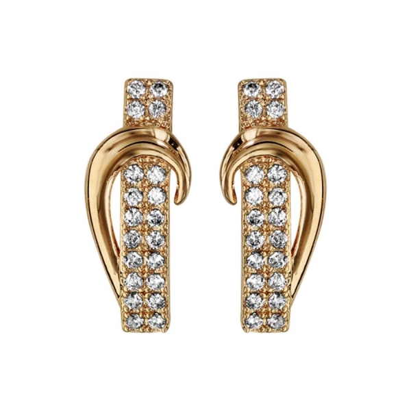 Boucles d'oreilles Plaqué Or 2 Rangs Zirconium Sertis et Boucle