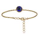 Bracelet Plaqué Or Semi Rigide Pierre Lapis Lazuli Véritable