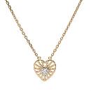 Collier Plaqué Or Pendentif Coeur Soleil avec Zirconium