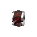 Charms Acier 316L Forme Tonneau Imitation Bois Marron Foncé 