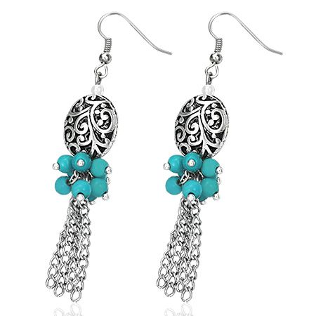 Boucles d'oreilles Acier 316 L et Perles Ovale Spirale