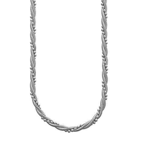 Collier Argent 925 Triple Chaine Torsadé Boules