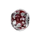 Charms Argent 925 Perle Murano Rouge Eclat Argenté