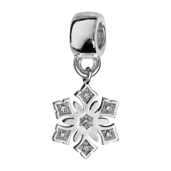 Charms Argent 925 Suspendu Flocon de Neige avec Zirconium