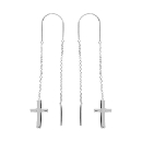 Boucles d'oreilles Argent 925 2 Pendants Chainette Croix