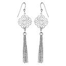 Boucles d'oreilles Argent 925 Fleur Ajourée avec Pompon 