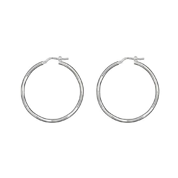 Boucles d'oreilles Argent 925 Créole Ondulée Fil 2 mm Diam. 40 mm