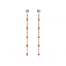 Boucles d'oreilles Tige Argent 925 Olives Résine Orange Fluo