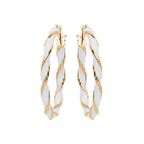 Boucles d'oreilles Argent 925 Créoles Dorées 25 mm Résine Blanche