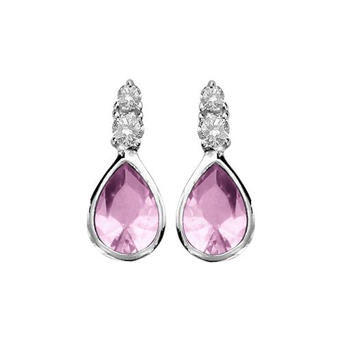 Boucles d'oreilles Argent 925 et Zirconium Forme Goutte Rose