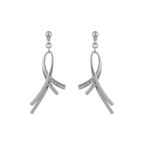 Boucles d'oreilles Argent 925 et Zirconium Motif Ruban 