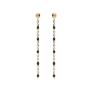 Boucles d'oreilles Tige Argent 925 Dorure Jaune Olives Résine Noire