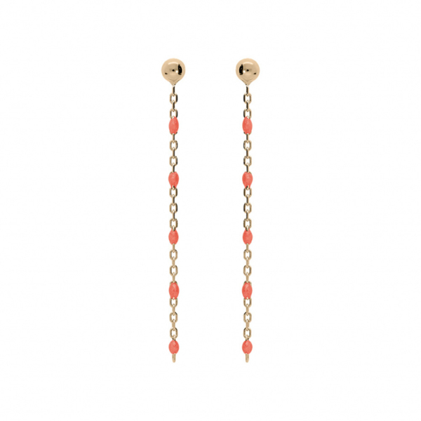 Boucles d'oreilles Tige Argent 925 Dorure Jaune Olives Résine Rose