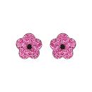Boucles d'oreilles Argent 925 Enfant Fleur Strass Rose