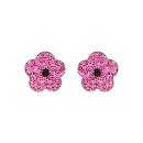 Boucles d'oreilles Argent 925 Enfant Fleur Strass Rose