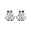 Boucles d'oreilles Argent 925 Grenouille avec Zirconium Yeux Noirs