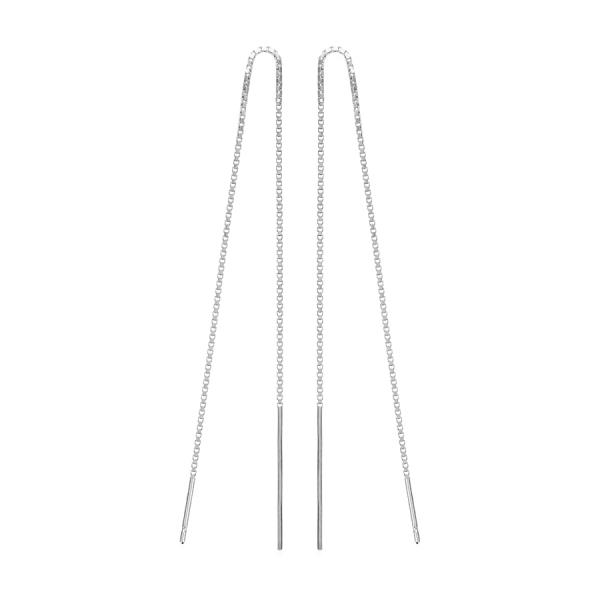 Boucles d'oreilles Argent 925 Longue Chainette Baguette