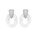 Boucles d'oreilles Argent 925 Céramique Blanche Bélière Zirconium Sertis