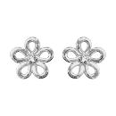 Boucles d'oreilles Argent 925 Fleur avec Zirconium Serti