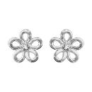 Boucles d'oreilles Argent 925 Fleur avec Zirconium Serti