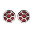 Boucles d'oreilles Argent 925 Ronde Corail et Zirconium Blanc